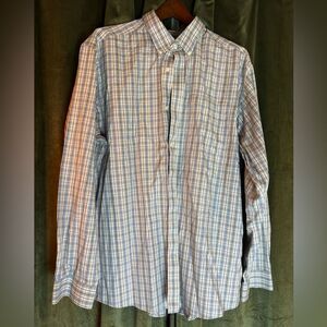 Eddie Bauer Blue and Cream Checkered Button Down